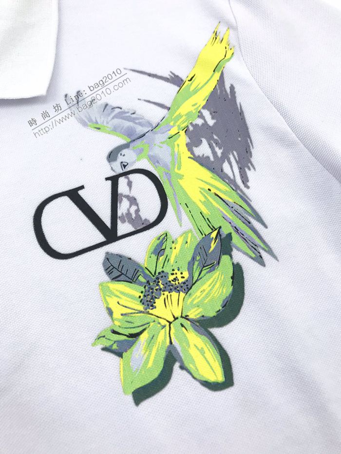 Valentino男裝 華倫天奴2020新款花卉飛鳥印花短袖polo衫  ydi3027